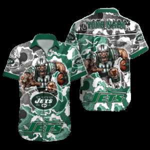 Personalized New York Jets Storm Camo Hawaiian Shirt