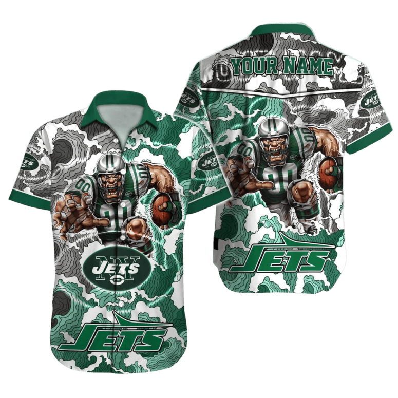 Personalized New York Jets Storm Camo Hawaiian Shirt Personalized New York Jets Storm Camo Hawaiian Shirt