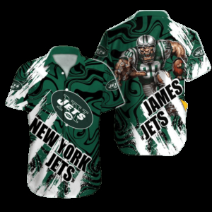 Personalized New York Jets Swirl Blitz Hawaiian Shirt
