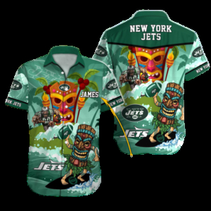Personalized New York Jets Tiki Wave Hawaiian Shirt