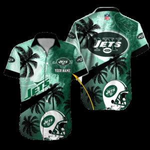 Personalized New York Jets Tropical Helmet Hawaiian Shirt