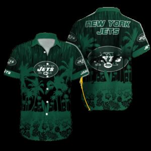 Personalized New York Jets Tropical Silhouette Hawaiian Shirt