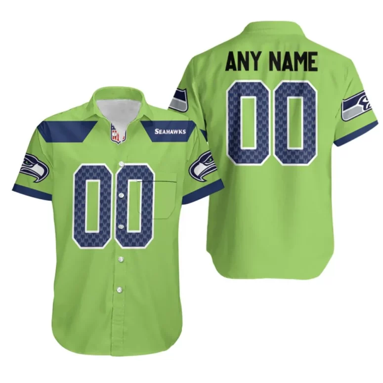 Personalized Seattle Seahawks Neon Jersey Hawaiian Shirt Personalized Seattle Seahawks Neon Jersey Hawaiian Shirt