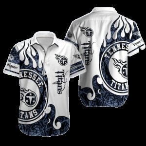 Personalized Tennessee Titans Flame Crest Hawaiian Shirt