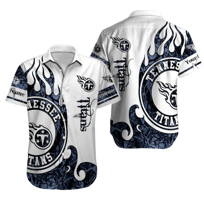 Personalized Tennessee Titans Flame Crest Hawaiian Shirt Personalized Tennessee Titans Flame Crest Hawaiian Shirt