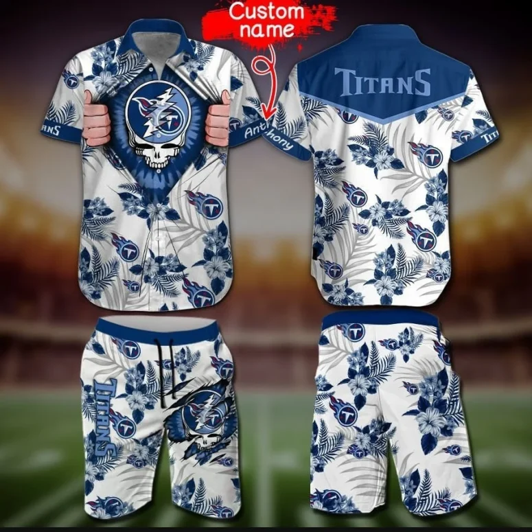 Personalized Tennessee Titans Floral Skull Hawaiian Shirt Personalized Tennessee Titans Floral Skull Hawaiian Shirt