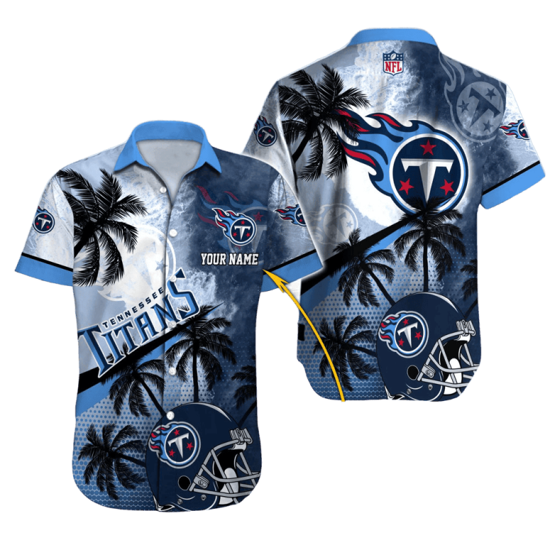 Personalized Tennessee Titans Moonlit Palms Hawaiian Shirt Personalized Tennessee Titans Moonlit Palms Hawaiian Shirt