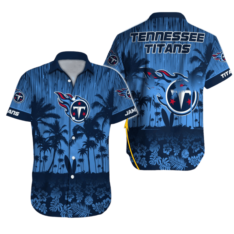 Personalized Tennessee Titans Palm Horizon Hawaiian Shirt Personalized Tennessee Titans Palm Horizon Hawaiian Shirt
