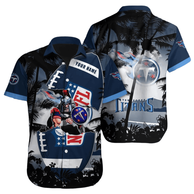 Personalized Tennessee Titans Palms Shield Hawaiian Shirt Personalized Tennessee Titans Palms Shield Hawaiian Shirt