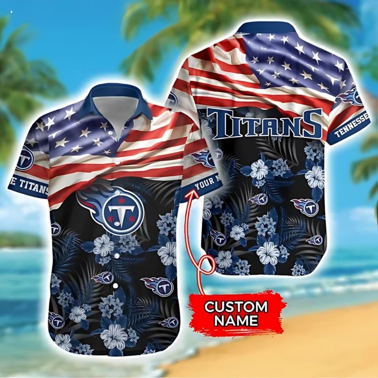 Personalized Tennessee Titans Patriotic Blossom Hawaiian Shirt Personalized Tennessee Titans Patriotic Blossom Hawaiian Shirt