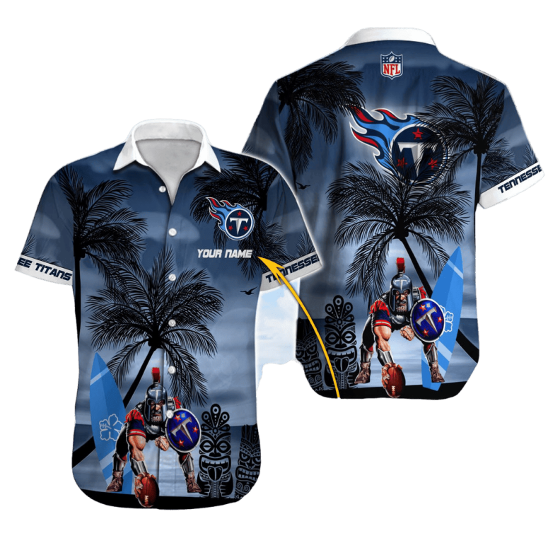 Personalized Tennessee Titans Tiki Warrior Hawaiian Shirt Personalized Tennessee Titans Tiki Warrior Hawaiian Shirt