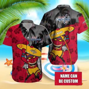 Personalized Washington Capitals Tiki Surfer Hawaiian Shirt
