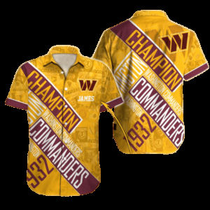 Personalized Washington Commanders Champion Stripes Hawaiian Shirt