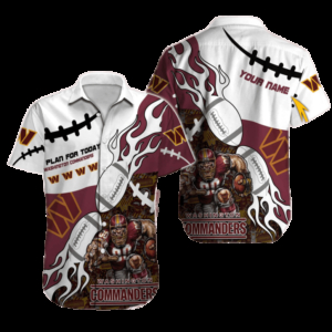 Personalized Washington Commanders Fire Play Hawaiian Shirt