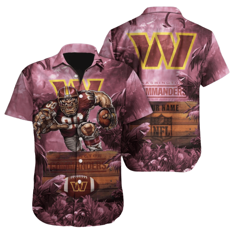Personalized Washington Commanders Jungle Warrior Hawaiian Shirt Personalized Washington Commanders Jungle Warrior Hawaiian Shirt