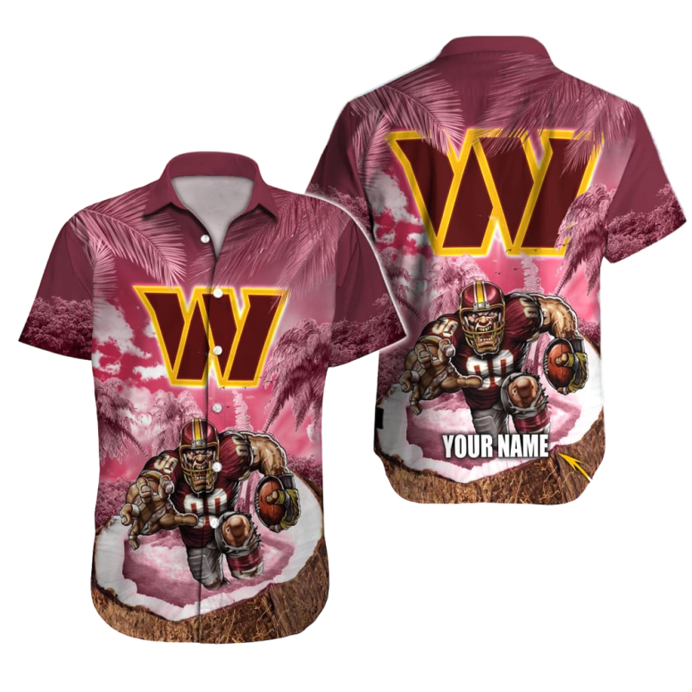 Personalized Washington Commanders Palm Rush Hawaiian Shirt Personalized Washington Commanders Palm Rush Hawaiian Shirt