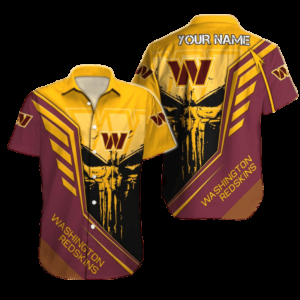 Personalized Washington Commanders Skull Emblem Hawaiian Shirt