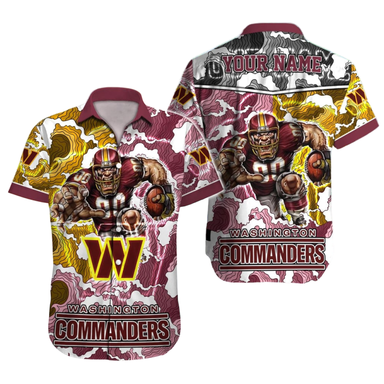 Personalized Washington Commanders Storm Blitz Hawaiian Shirt Personalized Washington Commanders Storm Blitz Hawaiian Shirt
