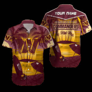 Personalized Washington Commanders Sunset Beach Hawaiian Shirt