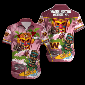 Personalized Washington Commanders Tiki Surf Hawaiian Shirt