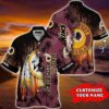 Personalized Washington Redskins Sunset Warrior Hawaiian Shirt