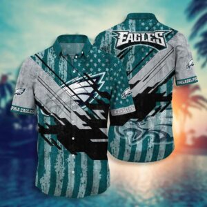 Philadelphia Eagles American Flag Print NFL Football Team Hawaiian Shirt