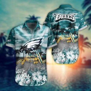 Philadelphia Eagles Boat and Oars NFL Football Team Hawaiian Shirt