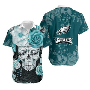 Philadelphia Eagles Calavera Skull NFL Football Team Hawaiian Shirt