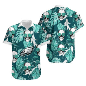 Philadelphia Eagles Leaves and Skull NFL Football Team Hawaiian Shirt
