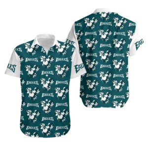 Philadelphia Eagles Mickey and Flowers NFL Football Team Hawaiian Shirt