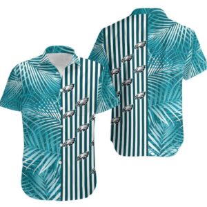Philadelphia Eagles Palm Leaves and Stripes NFL Football Team Hawaiian Shirt