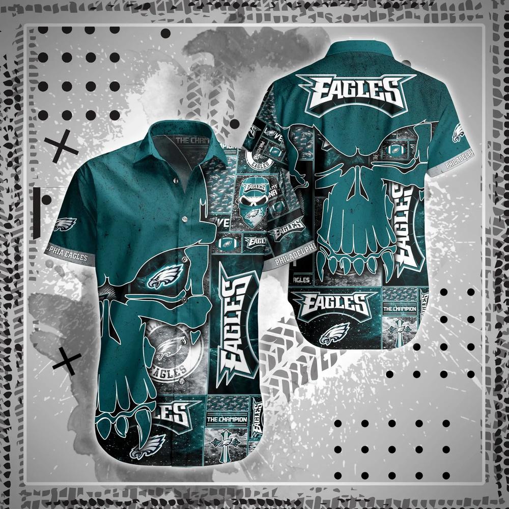 Philadelphia Eagles Punisher Skull NFL Football Team Hawaiian Shirt Philadelphia Eagles Punisher Skull NFL Football Team Hawaiian Shirt