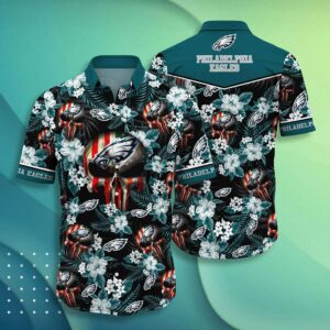 Philadelphia Eagles Skull Punisher NFL Football Team Hawaiian Shirt