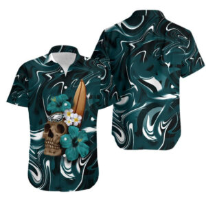 Philadelphia Eagles Skull and Flower NFL Football Team Hawaiian Shirt