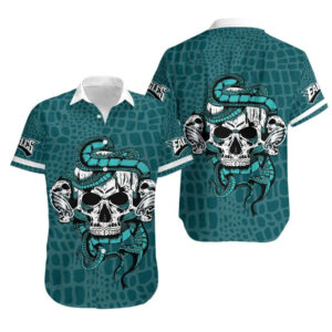 Philadelphia Eagles Snake and Skull NFL Football Team Hawaiian Shirt