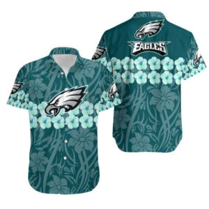 Philadelphia Eagles Turquoise Flower NFL Football Team Hawaiian Shirt