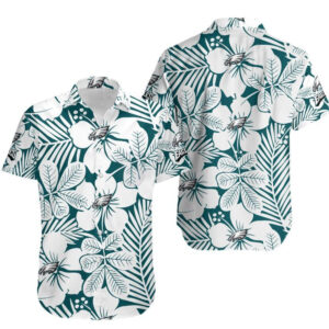 Philadelphia Eagles White Flower NFL Football Team Hawaiian Shirt