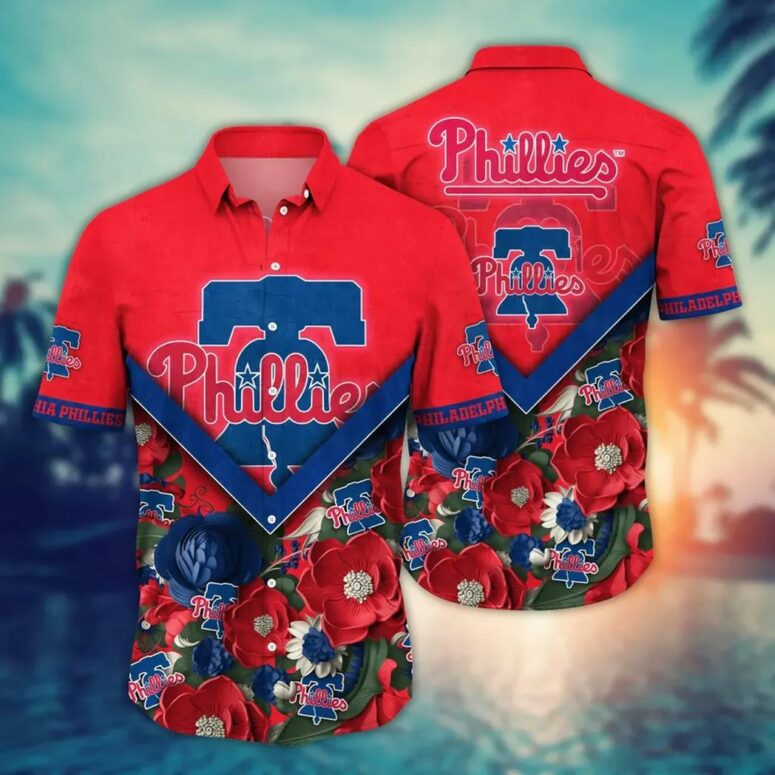 Philadelphia Phillies Floral Diamond Hawaiian Shirt Philadelphia Phillies Floral Diamond Hawaiian Shirt
