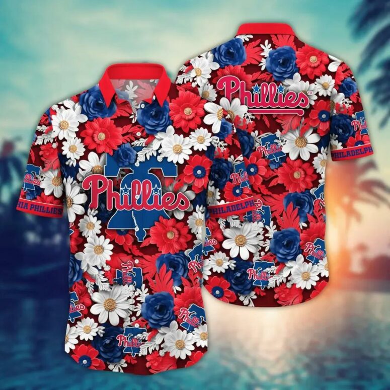 Philadelphia Phillies Floral Emblem Hawaiian Shirt Philadelphia Phillies Floral Emblem Hawaiian Shirt