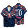 Philadelphia Phillies Island Floral Personalized Name Number Hawaiian Shirt