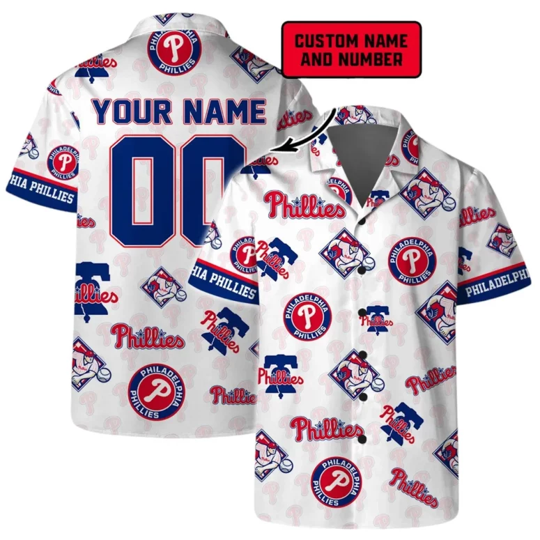Philadelphia Phillies Personalized Name Number Fan Hawaiian Shirt Philadelphia Phillies Personalized Name Number Fan Hawaiian Shirt