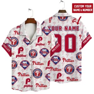Philadelphia Phillies Personalized Name Number Logo Hawaiian Shirt