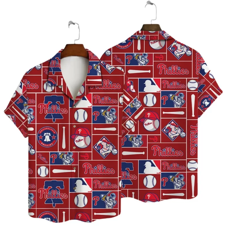 Philadelphia Phillies Retro Baseball Patchwork Hawaiian Shirt Philadelphia Phillies Retro Baseball Patchwork Hawaiian Shirt