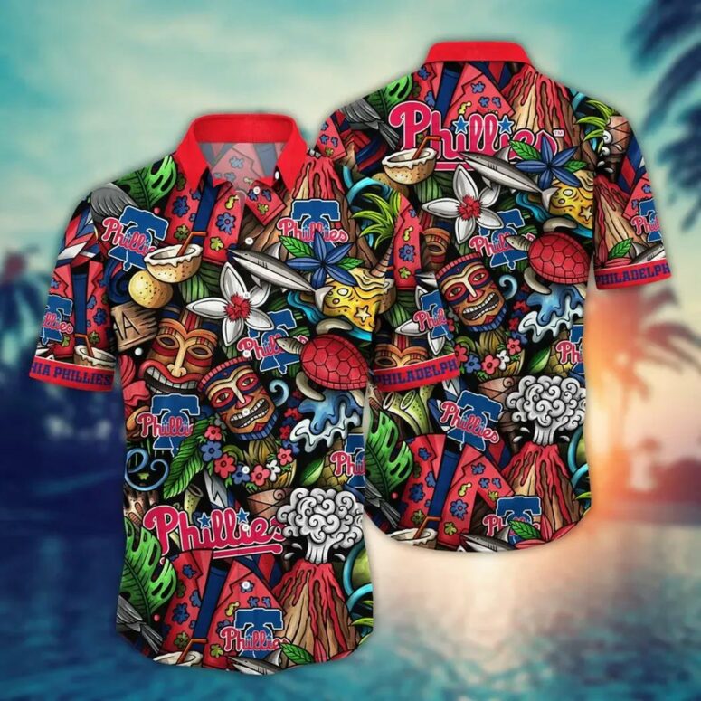 Philadelphia Phillies Tiki Adventure Hawaiian Shirt Philadelphia Phillies Tiki Adventure Hawaiian Shirt
