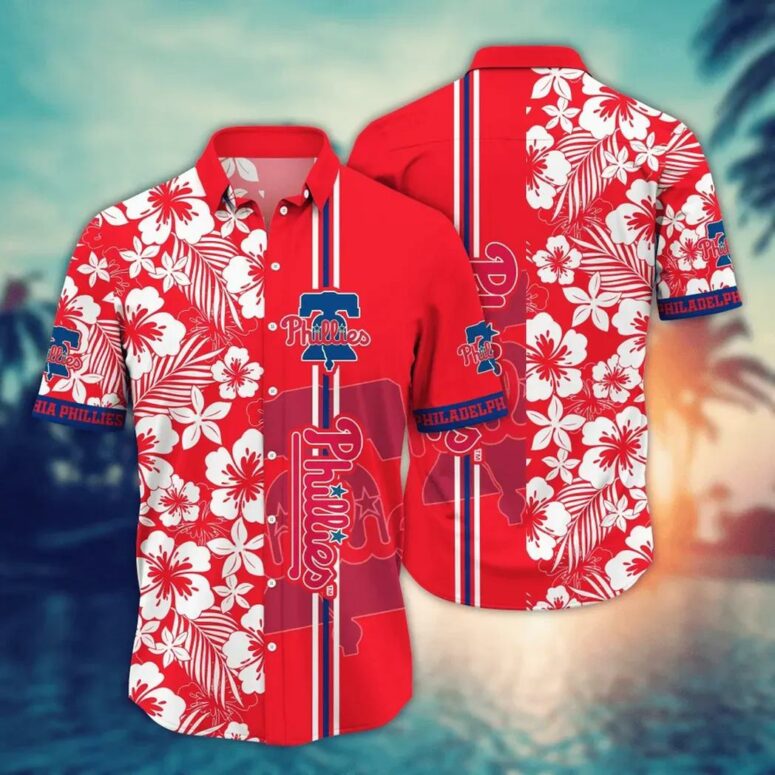 Philadelphia Phillies Tropical Hibiscus Hawaiian Shirt Philadelphia Phillies Tropical Hibiscus Hawaiian Shirt