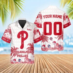 Philadelphia Phillies Tropical Personalized Name Number Logo Hawaiian Shirt