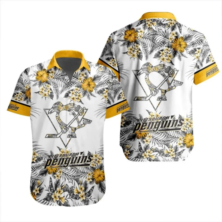 Pittsburgh Penguins Golden Blossom Hawaiian Shirt Pittsburgh Penguins Golden Blossom Hawaiian Shirt