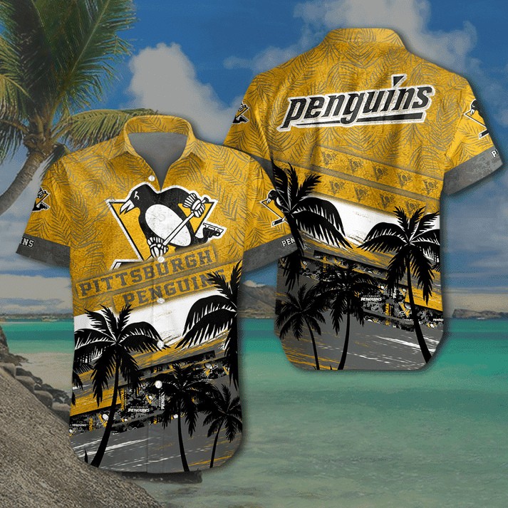Pittsburgh Penguins Palm Paradise Hawaiian Shirt Pittsburgh Penguins Palm Paradise Hawaiian Shirt