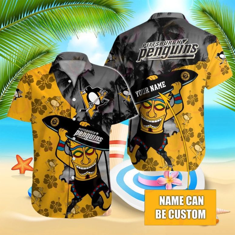 Pittsburgh Penguins Tiki Vibes Hawaiian Shirt Pittsburgh Penguins Tiki Vibes Hawaiian Shirt