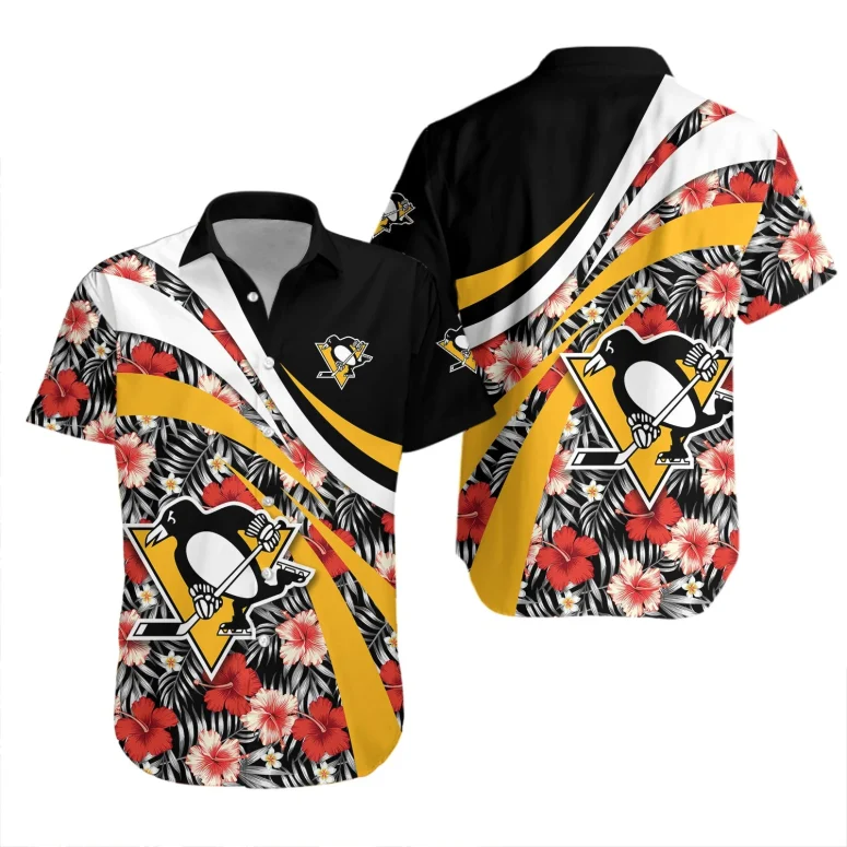 Pittsburgh Penguins Tropical Wave Hawaiian Shirt Pittsburgh Penguins Tropical Wave Hawaiian Shirt